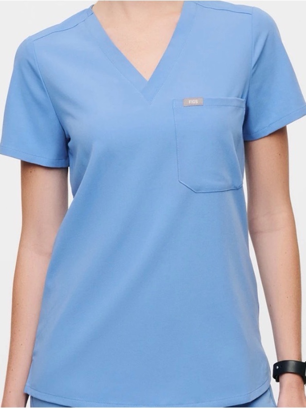 Figs V-Neck Scrub Top - Light Blue
